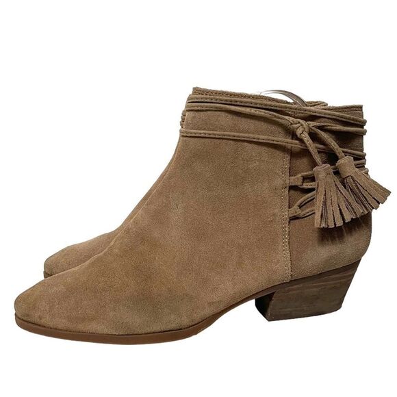 VINCE CAMUTO Carlina Western Boho Suede Tassel Wrap Booties 7.5 - Picture 4 of 12